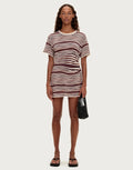 T-Shirt Knit Dress - Chocolate Stripe by Zulu and Zephyr