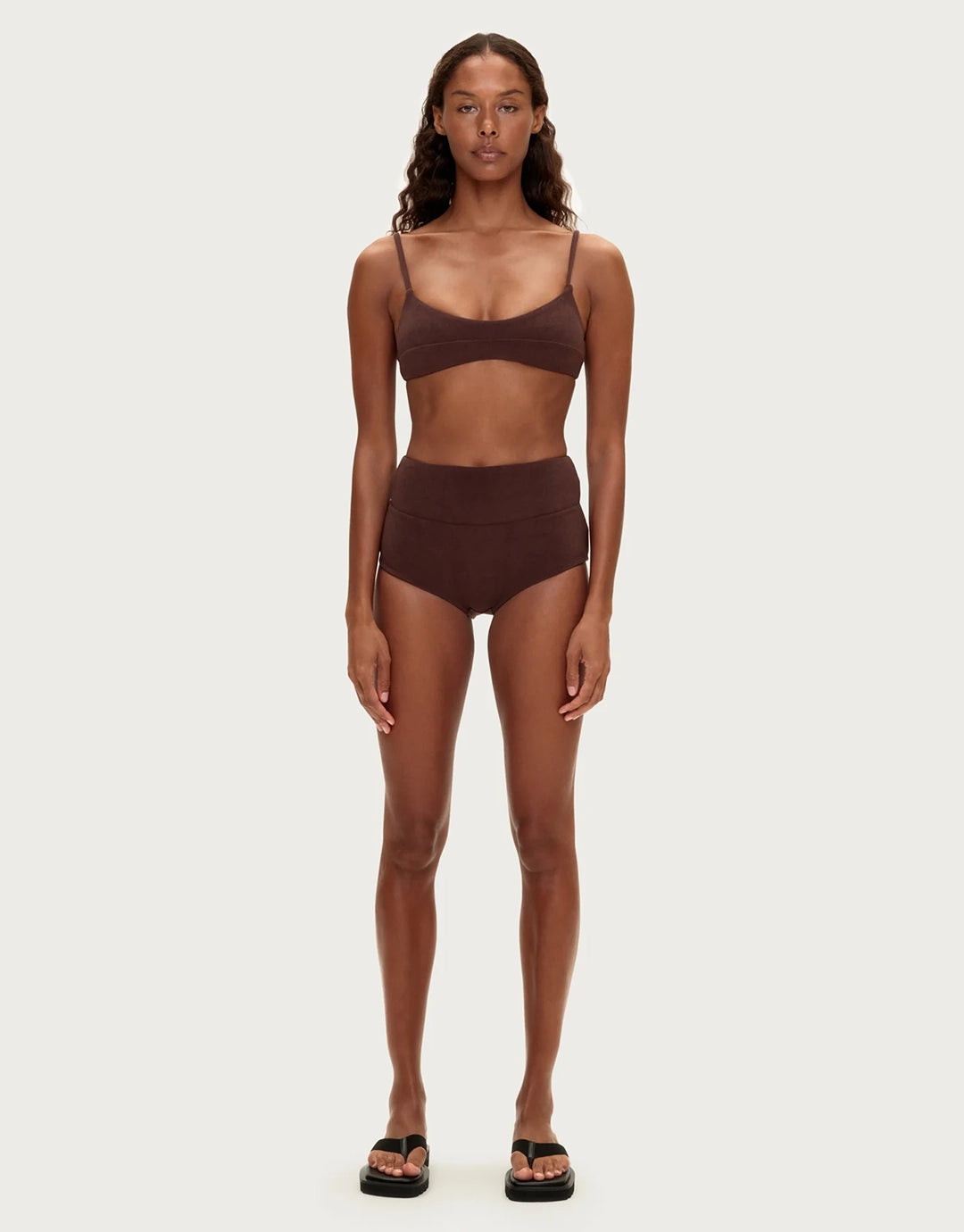 Towelling Bralette Top - Chocolate