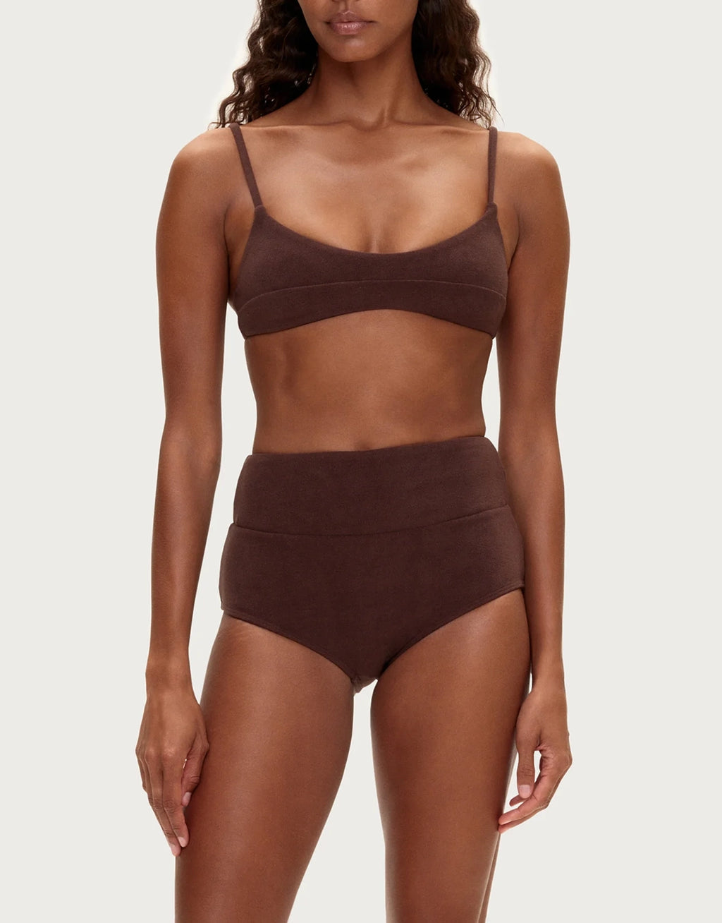 Towelling Bralette Top - Chocolate