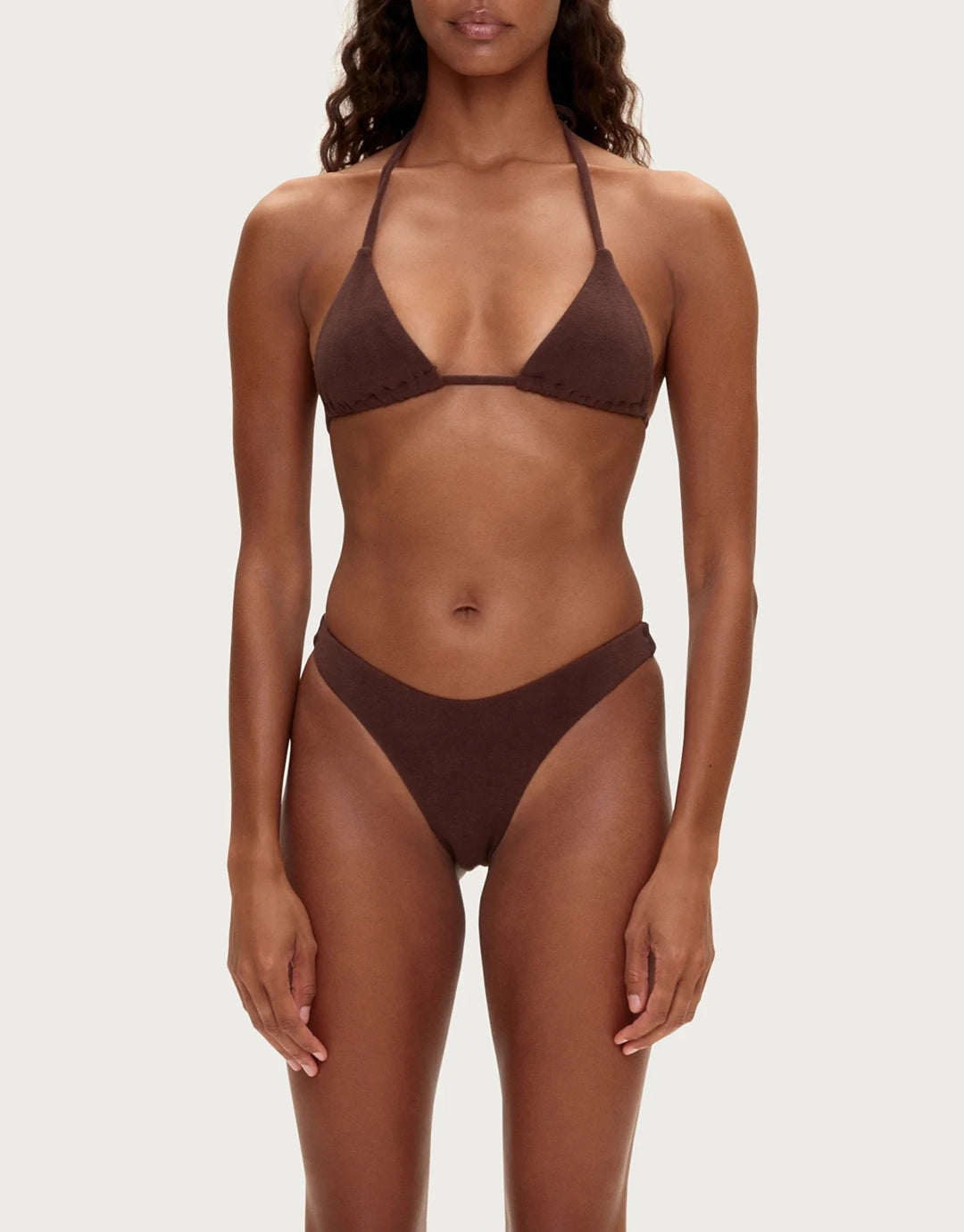 Towelling Curve Brief - Chocolate