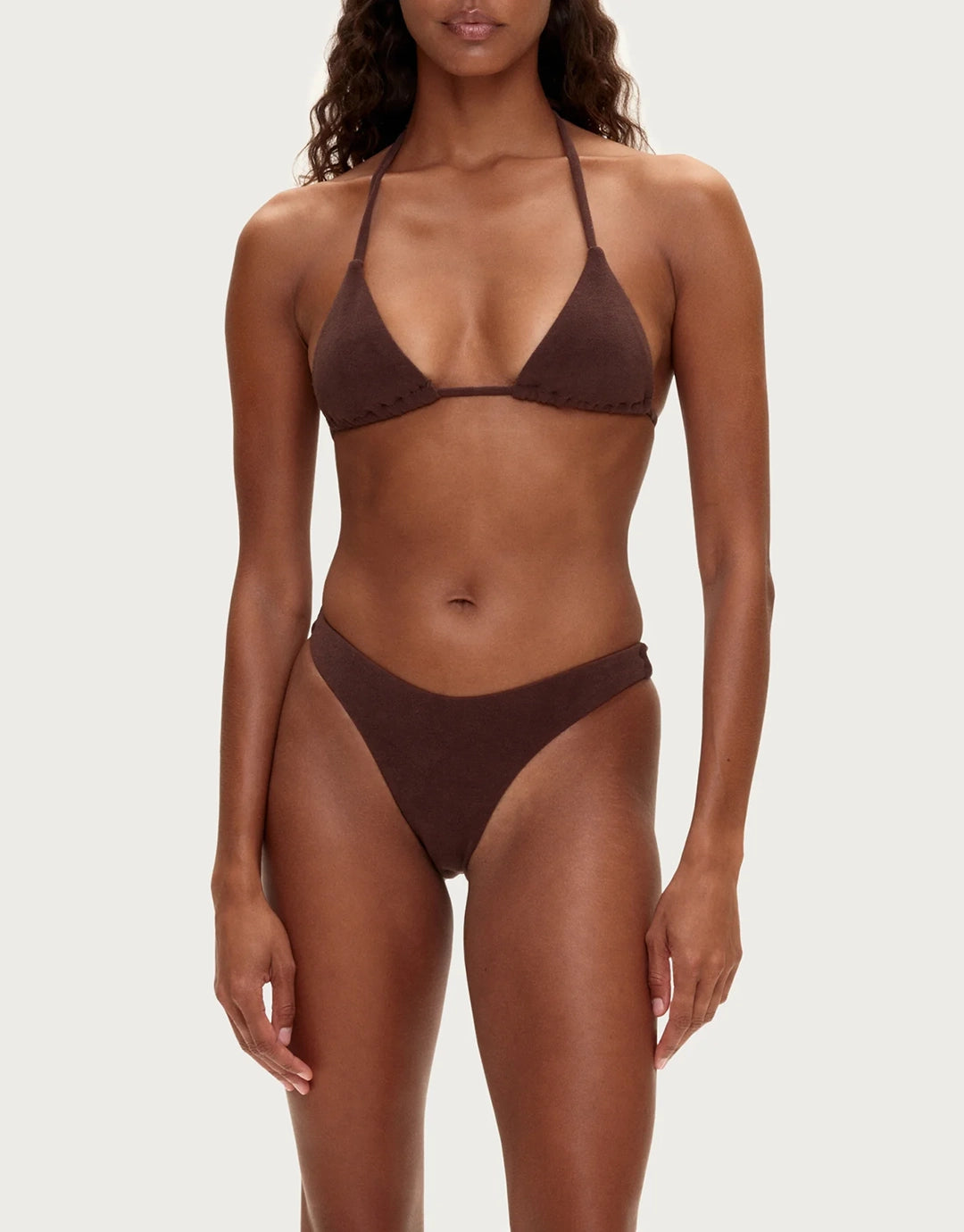 Towelling Curve Brief - Chocolate