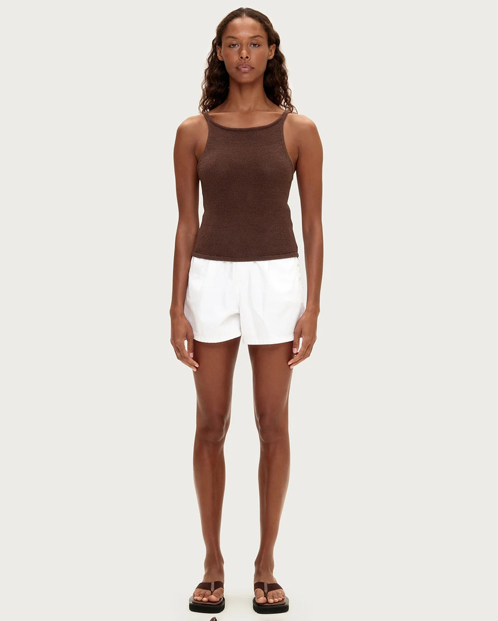 Textured Knit Tank - Chocolate