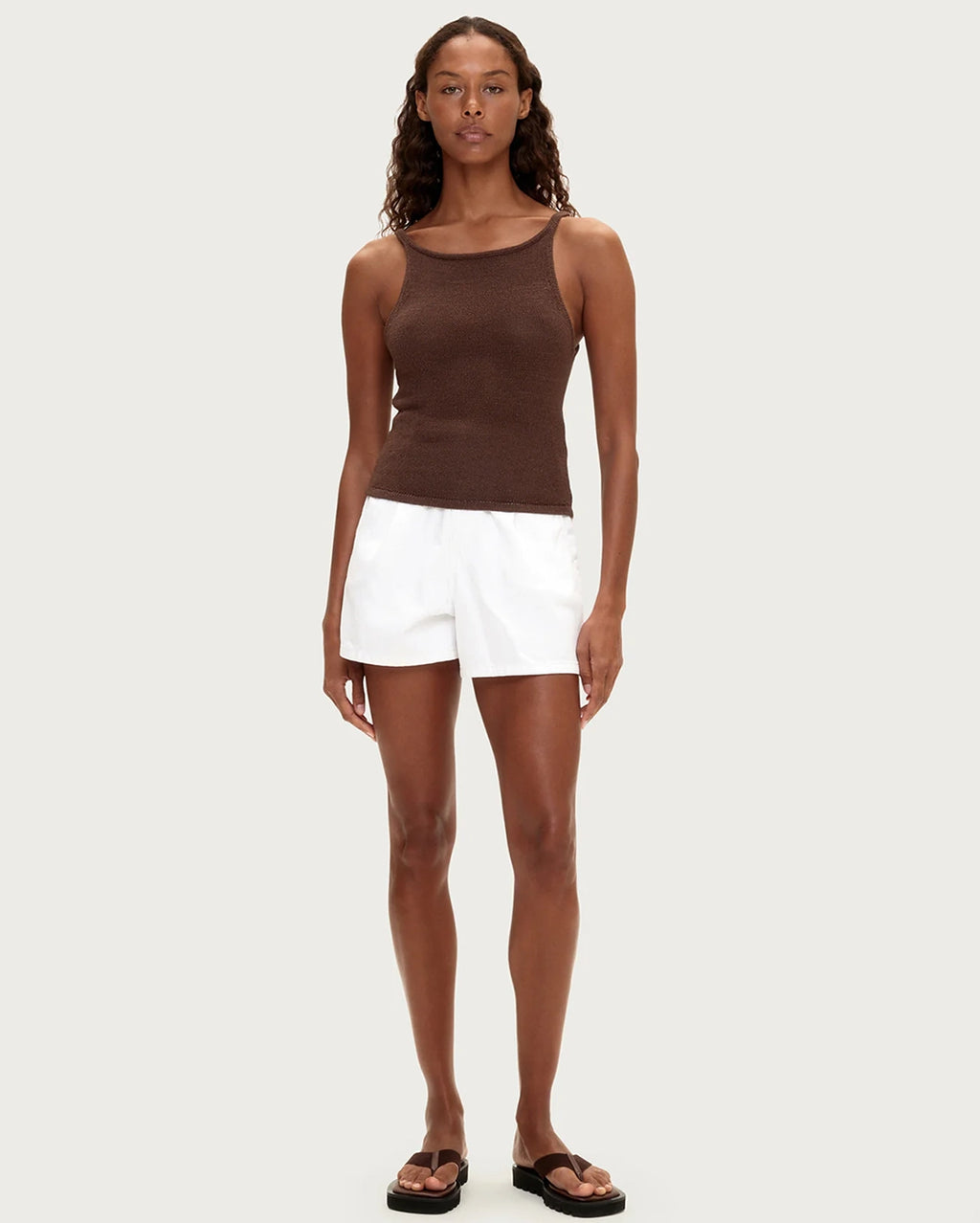 Textured Knit Tank - Chocolate