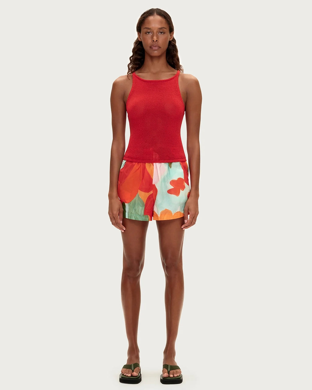 Cotton Silk Short - Red Floral
