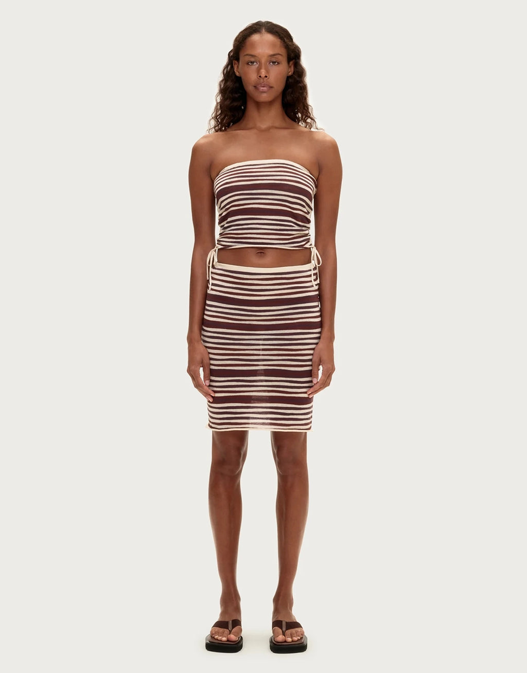 Knit Bandeau Top - Chocolate Stripe