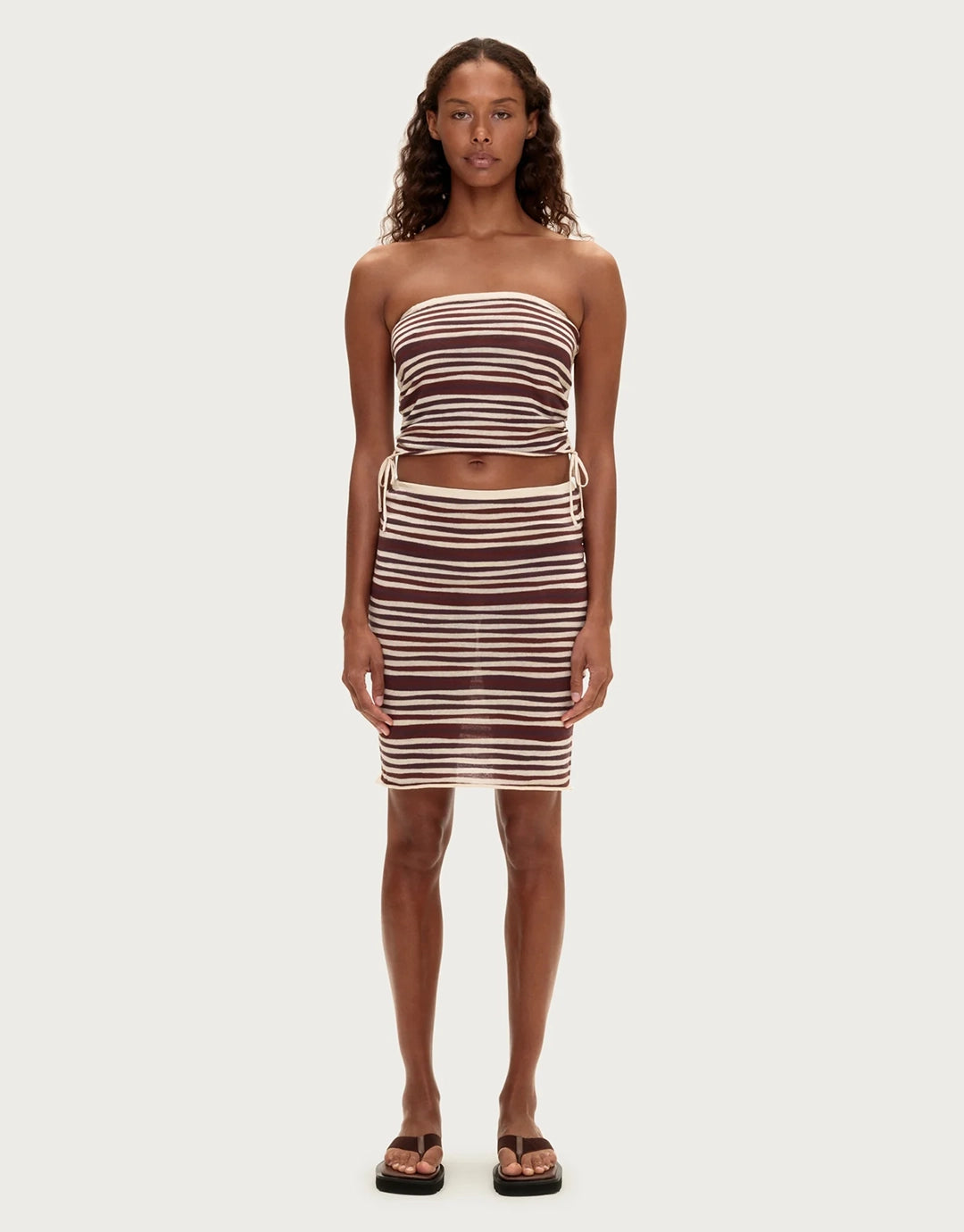 Knit Bandeau Top - Chocolate Stripe