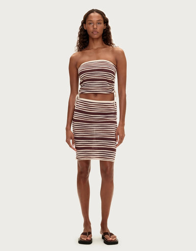 Knit Bandeau Top - Chocolate Stripe
