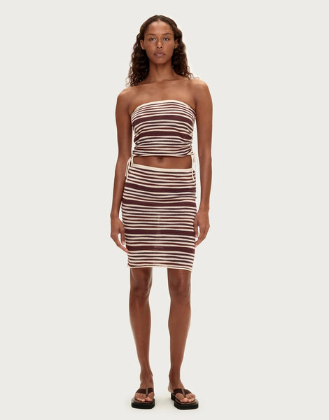 Zulu and Zephyr Knit Bandeau Top - Chocolate Stripe | Wally NZ
