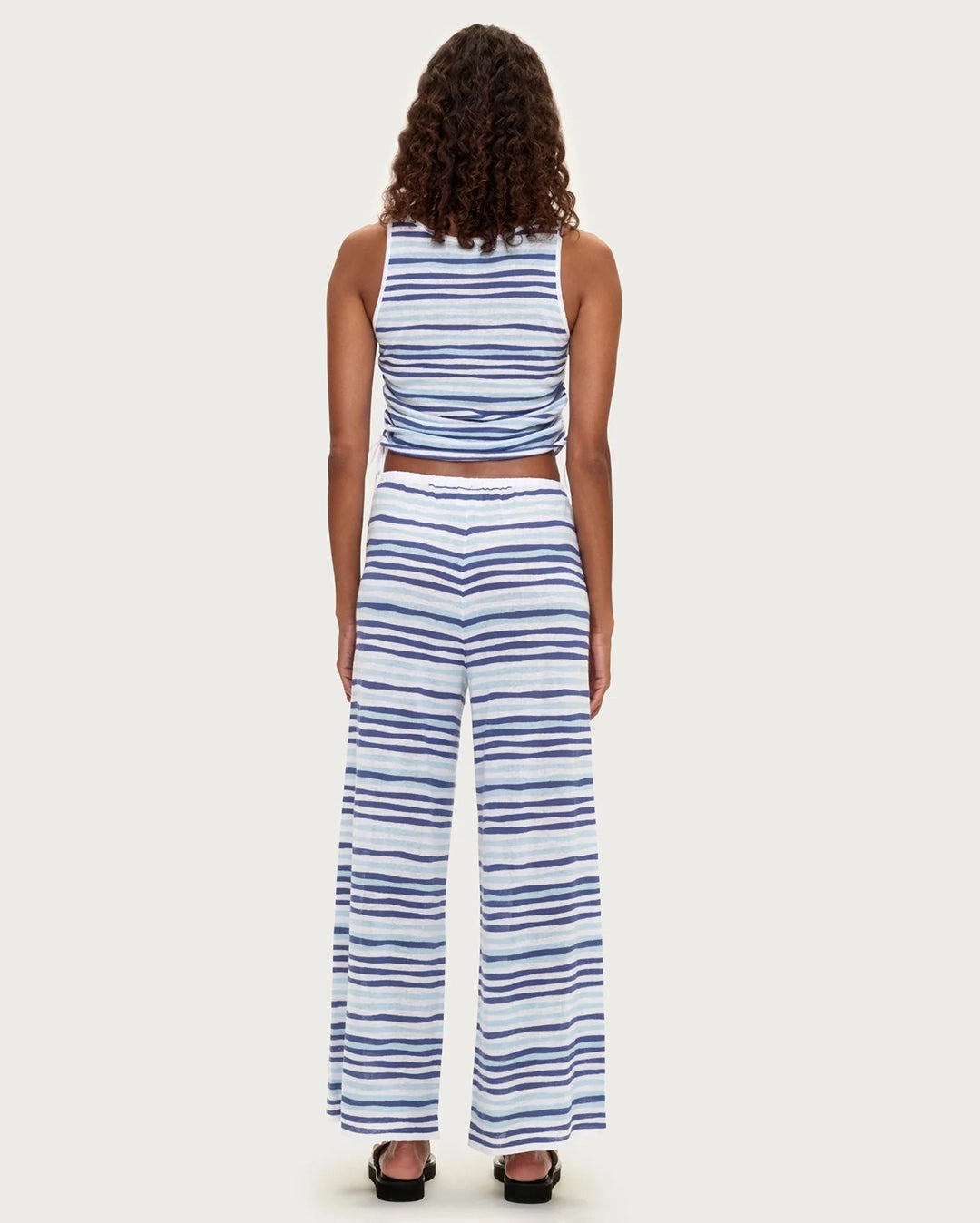 Gathered Knit Tank - Blue Stripe by Zulu and Zephyr - view 3