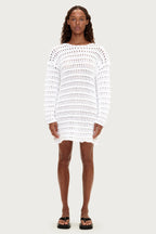 Crochet Knit Mini Dress - White by Zulu and Zephyr