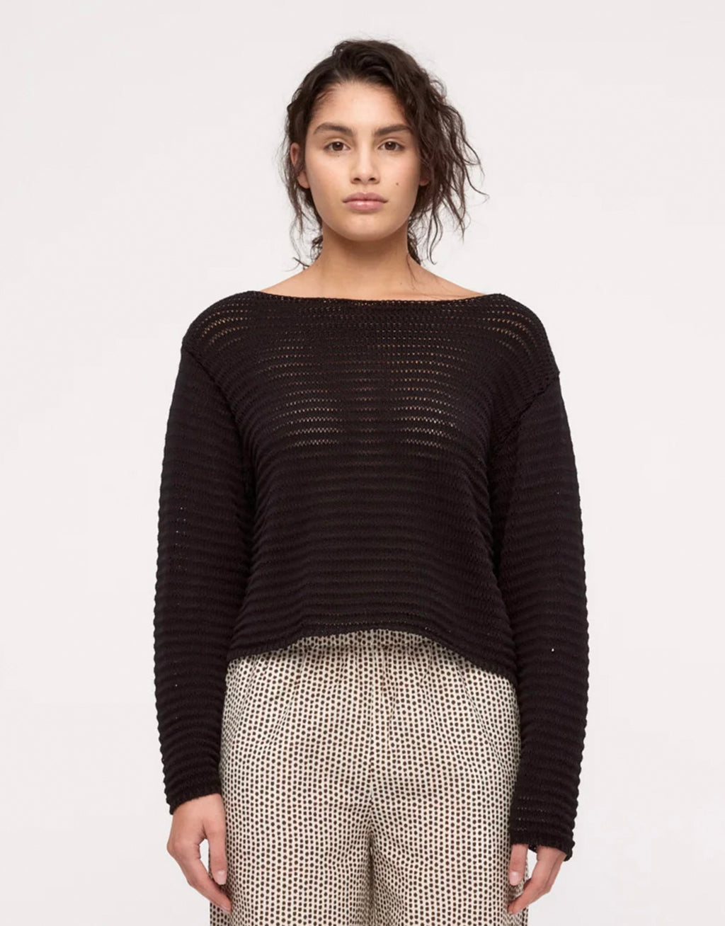 Cotton Lattice Knit Top - Black by Zulu and Zephyr - view 3