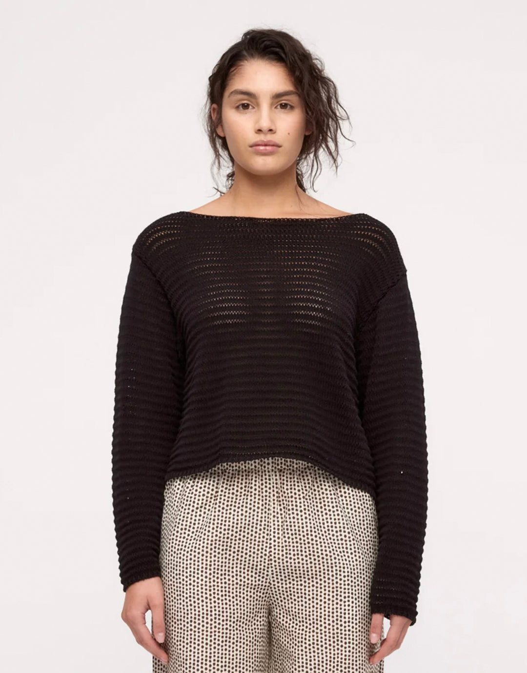 Cotton Lattice Knit Top - Black by Zulu and Zephyr - view 3