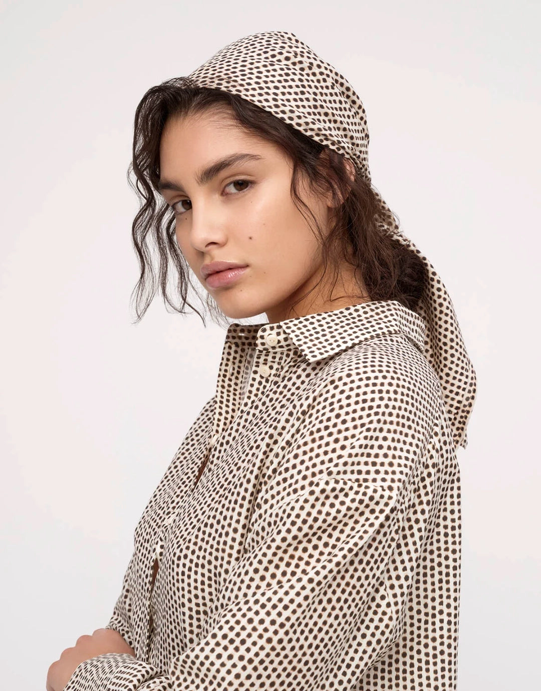 Zulu and Zephyr Cotton Silk Scarf - Natural Spot | Wally NZ