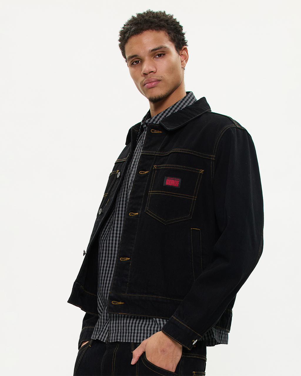 A1 Jacket Blake Recycled Denim Jacket - Washed Black - Abrand