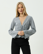Annika Indy - Recycled Long Sleeve Top - Navy Check 1
