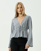 Annika Indy - Recycled Long Sleeve Top - Navy Check 2