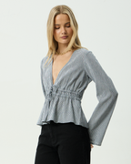 Annika Indy - Recycled Long Sleeve Top - Navy Check 3