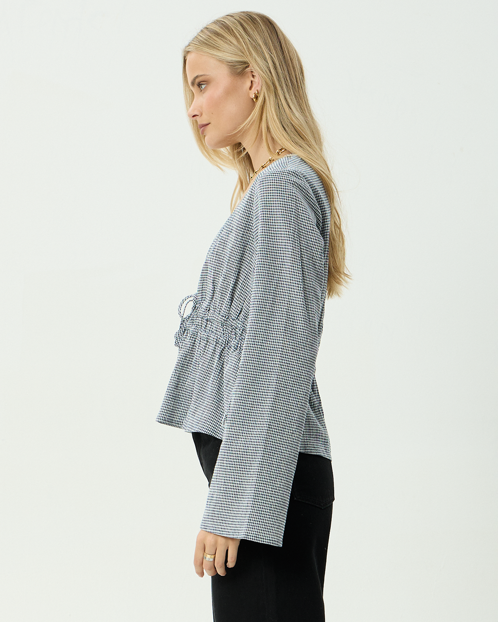 Annika Indy - Recycled Long Sleeve Top - Navy Check 5