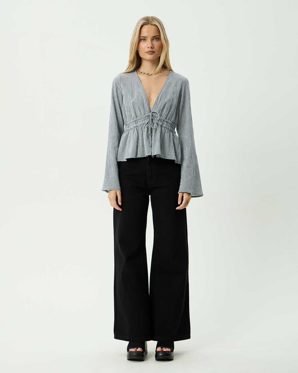Annika Indy - Recycled Long Sleeve Top - Navy Check 6