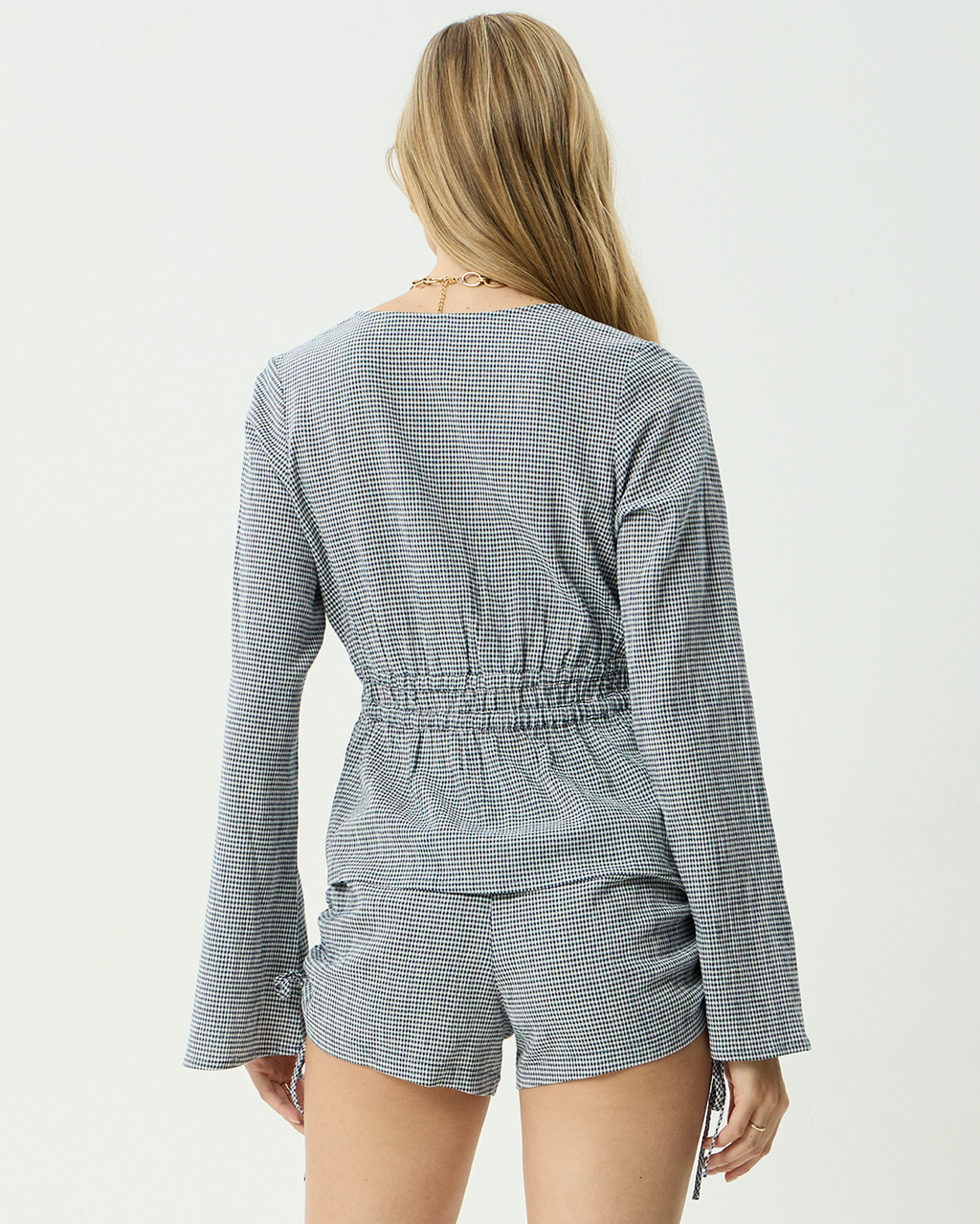 Annika Indy - Recycled Long Sleeve Top - Navy Check 9