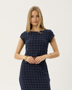 Darcy Thea - Hemp Seersucker Top - Midnight Check 1