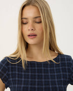Darcy Thea - Hemp Seersucker Top - Midnight Check 6