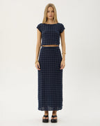 Darcy Thea - Hemp Seersucker Top - Midnight Check 7