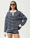 Delta - Recycled Knit Shirt - Navy Stripe - Afends