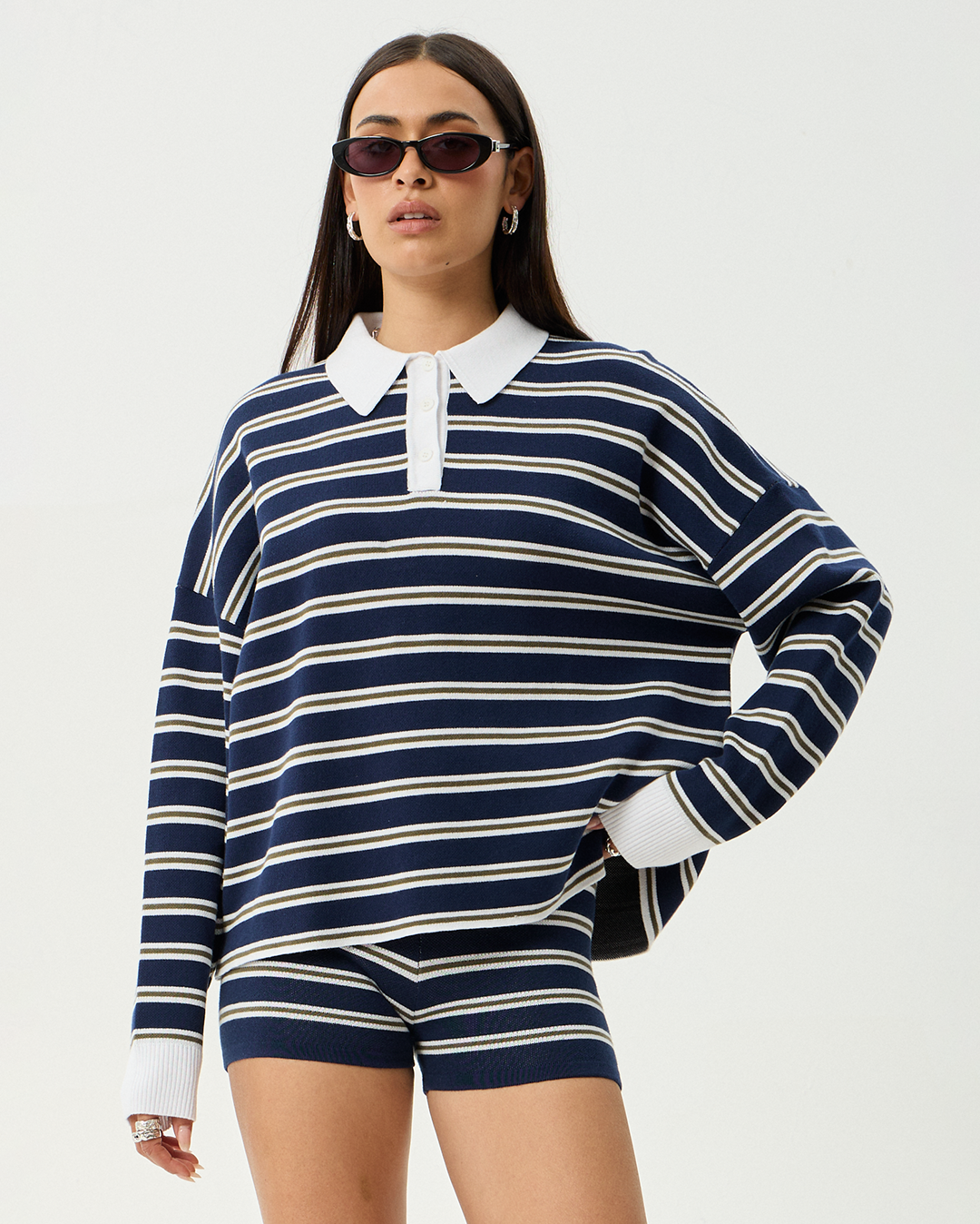 Delta - Recycled Knit Shirt - Navy Stripe - Afends