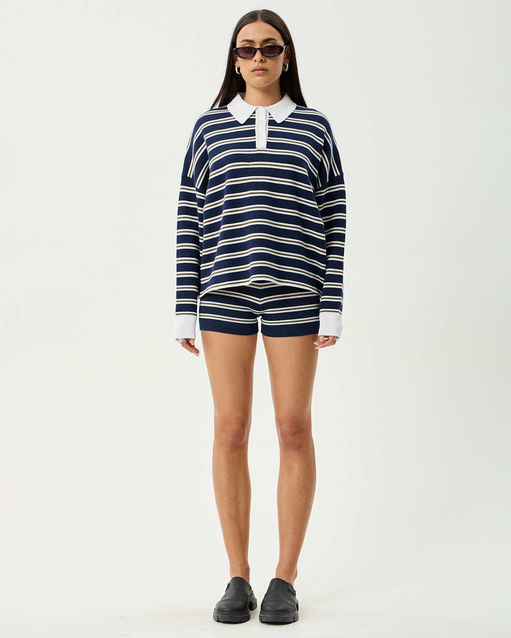 Delta - Recycled Knit Shirt - Navy Stripe - Afends