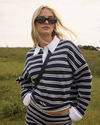 Delta - Recycled Knit Shirt - Navy Stripe - Afends