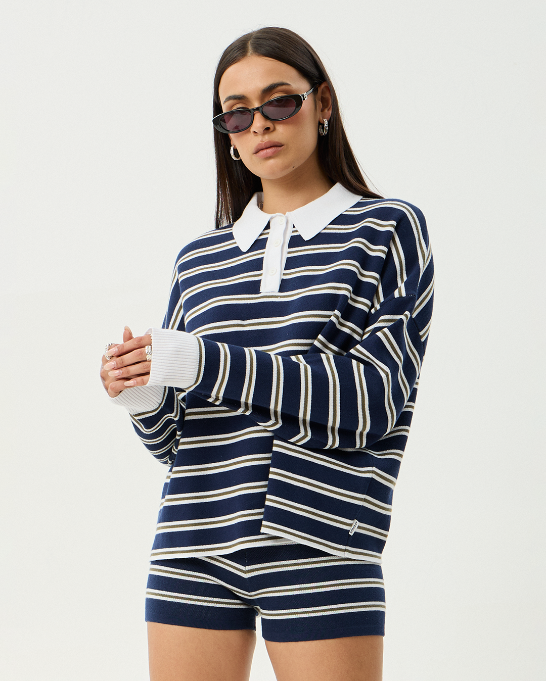 Delta - Recycled Knit Shirt - Navy Stripe - Afends