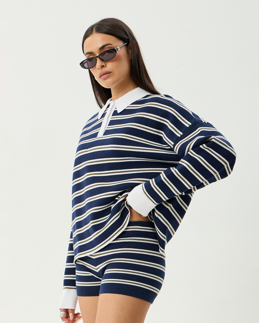 Delta - Recycled Knit Shirt - Navy Stripe - Afends