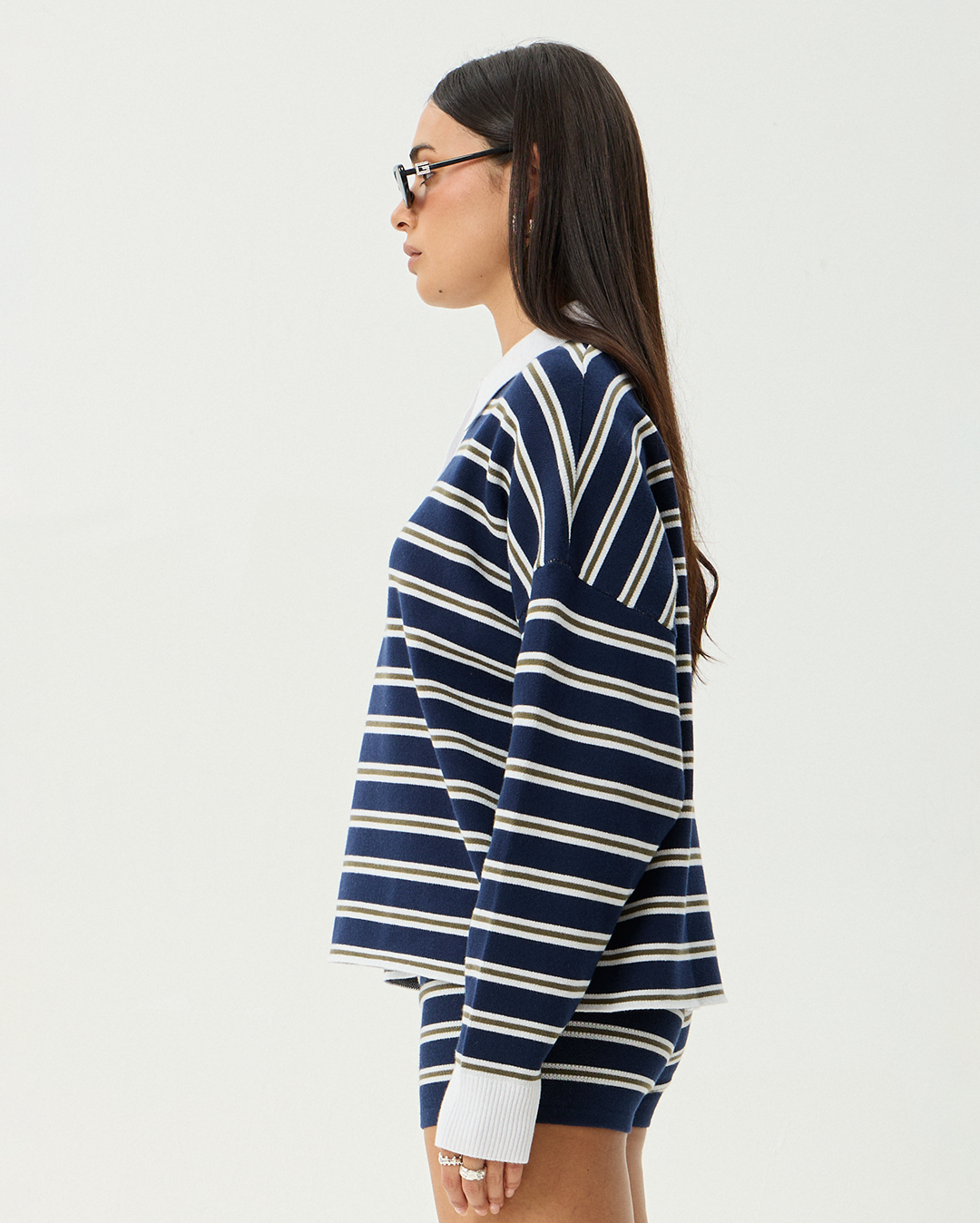Delta - Recycled Knit Shirt - Navy Stripe - Afends