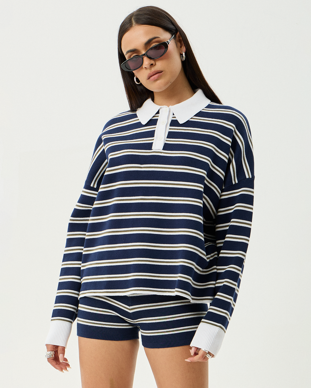 Delta - Recycled Knit Shirt - Navy Stripe - Afends