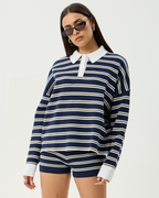 Delta - Recycled Knit Shirt - Navy Stripe - Afends