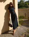 Elodie - Seersucker Midi Dress - Black - Afends