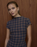 Elodie Shev - Hemp Seersucker Check Dress - Indigo Check 6