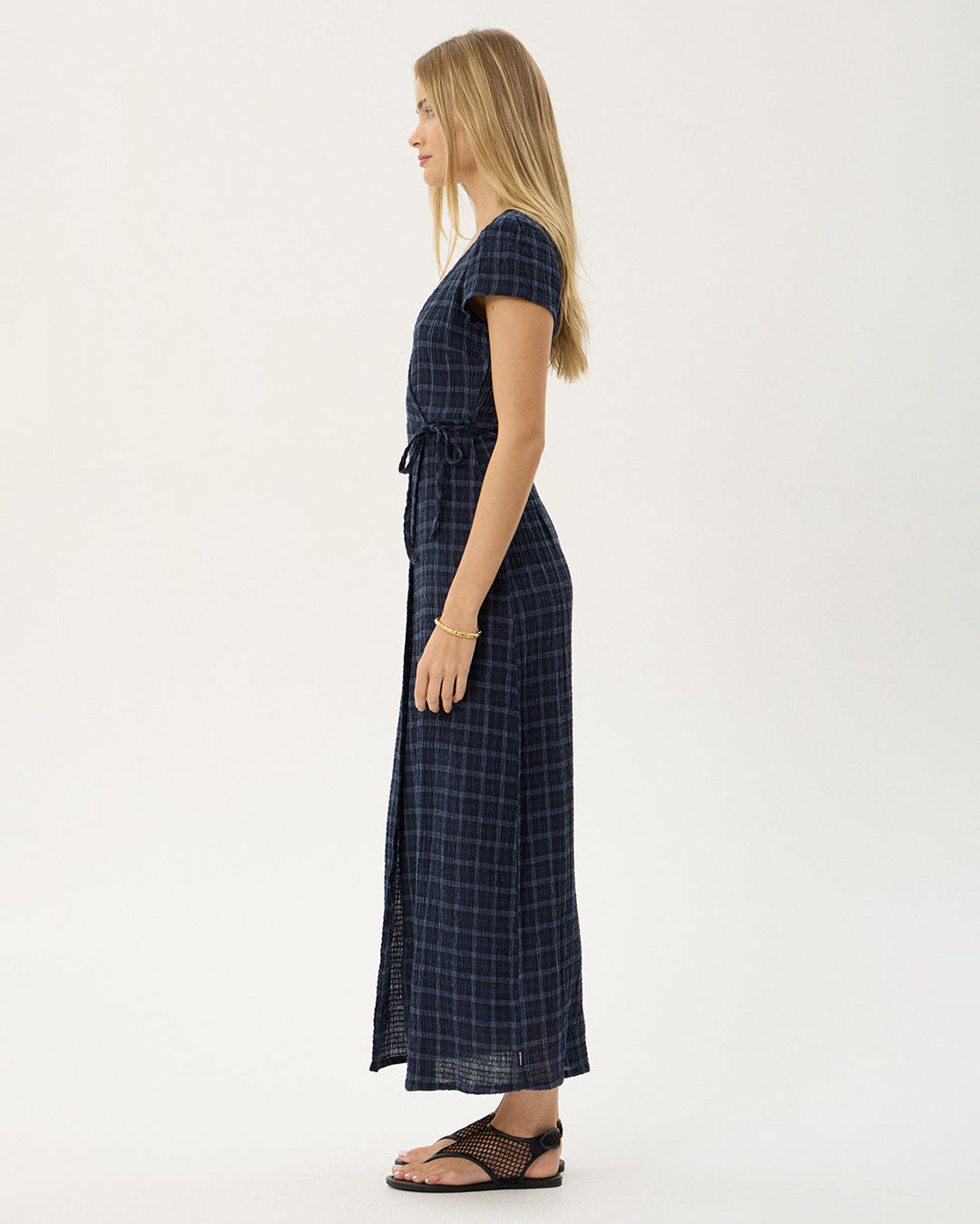 Felicity Thea - Hemp Seersucker Maxi Dress - Midnight Check 4