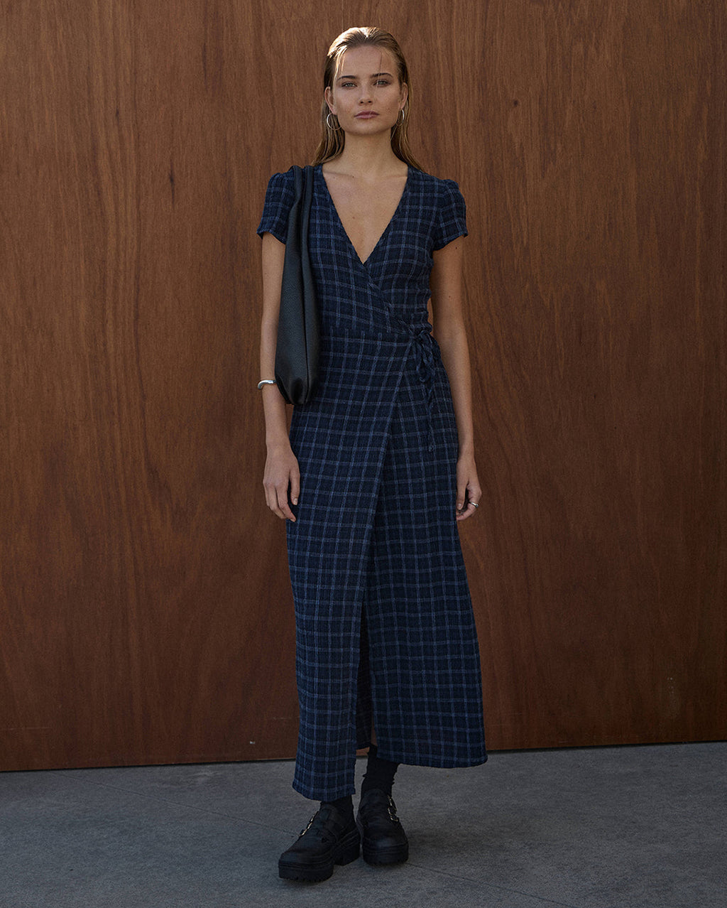 Felicity Thea - Hemp Seersucker Maxi Dress - Midnight Check 5