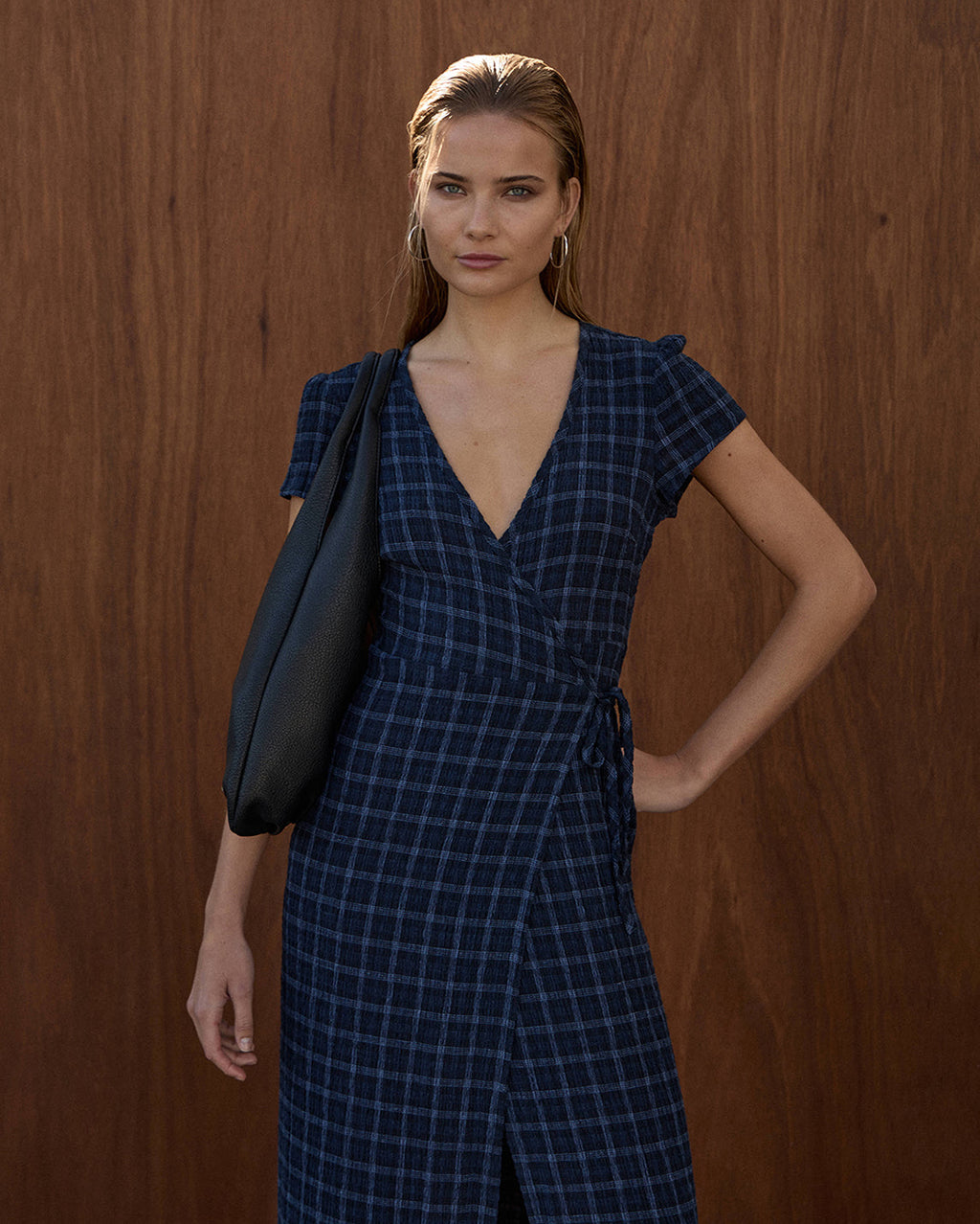 Felicity Thea - Hemp Seersucker Maxi Dress - Midnight Check 6