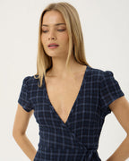 Felicity Thea - Hemp Seersucker Maxi Dress - Midnight Check 8