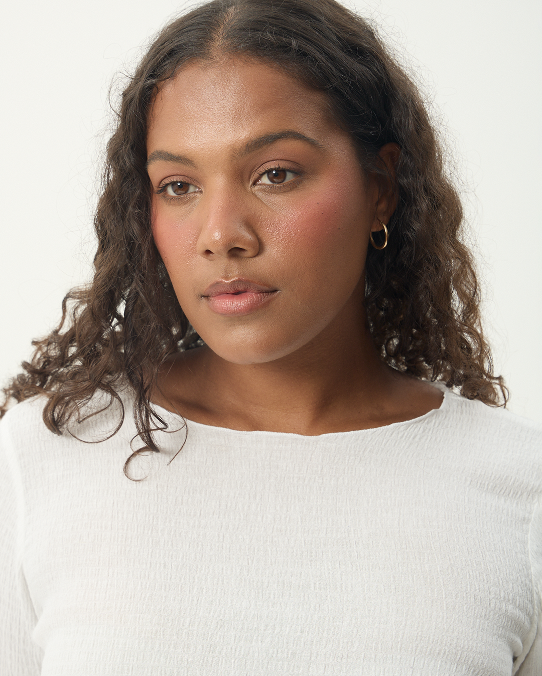 Focus - Seersucker Long Sleeve Top - Off White 11
