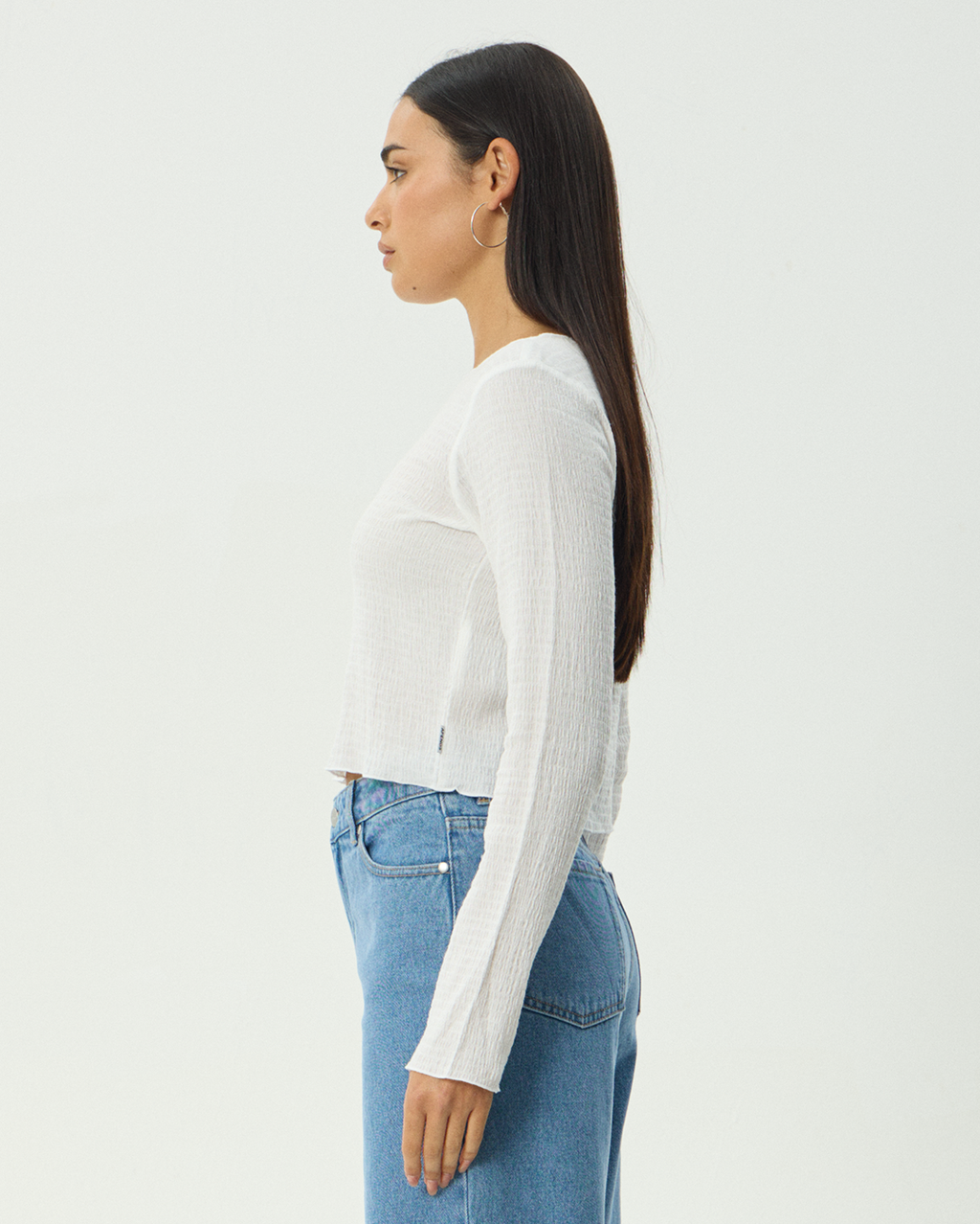 Focus - Seersucker Long Sleeve Top - Off White 6