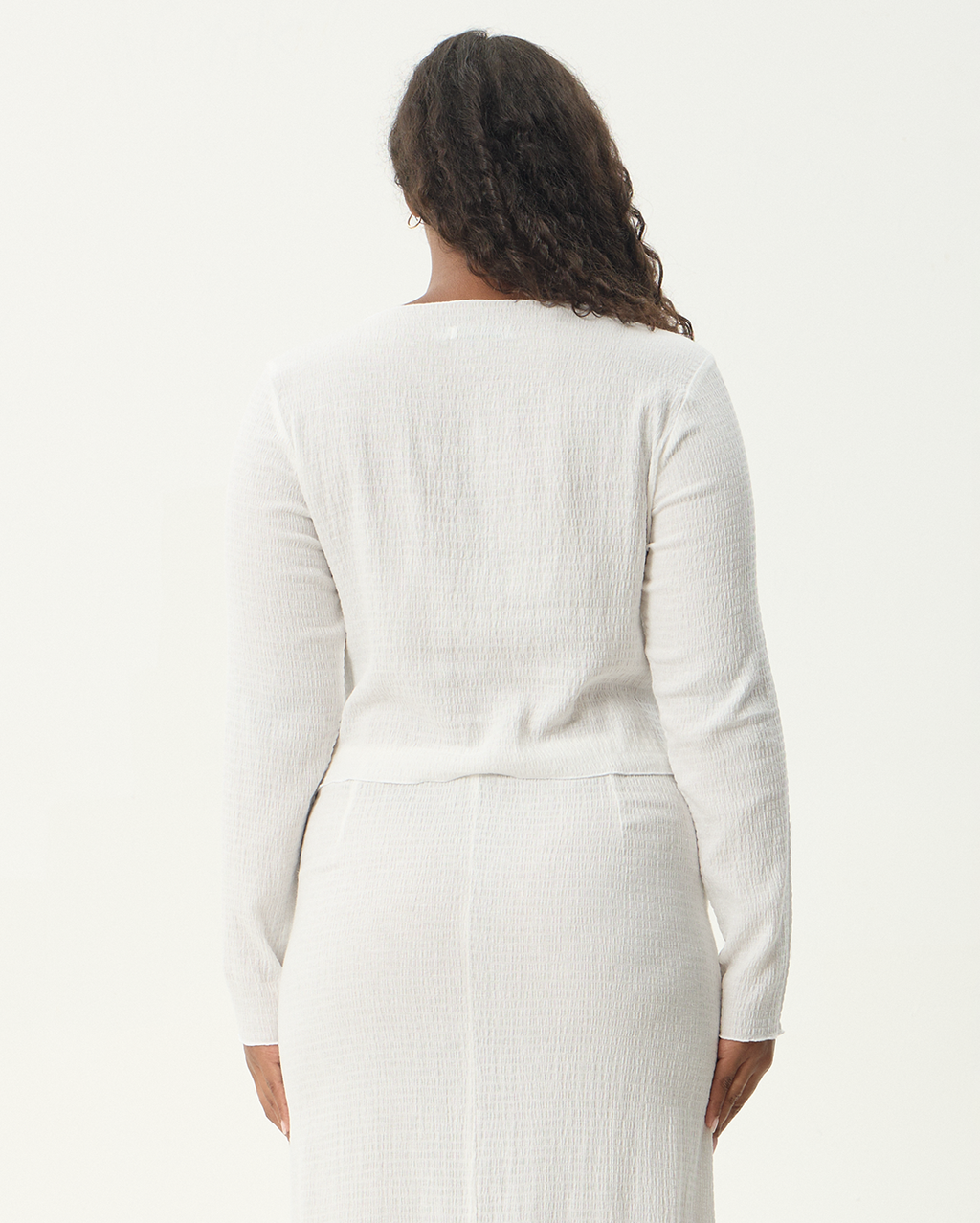 Focus - Seersucker Long Sleeve Top - Off White 9