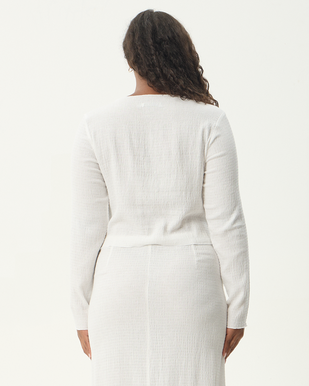 Focus - Seersucker Long Sleeve Top - Off White 9