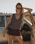 Giselle Shev - Hemp Seersucker Top - Indigo Check 1
