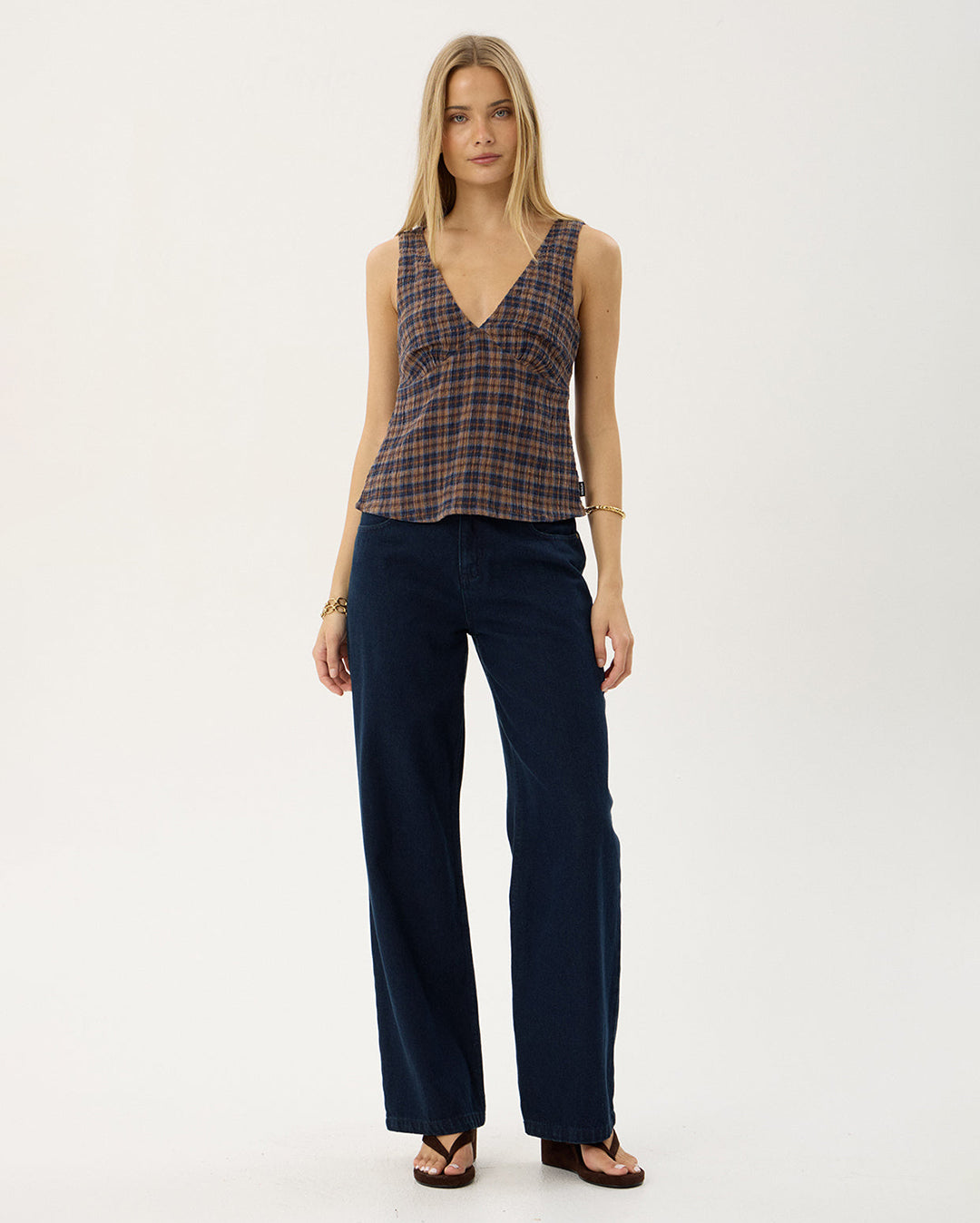 Giselle Shev - Hemp Seersucker Top - Indigo Check 10