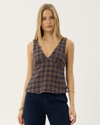 Giselle Shev - Hemp Seersucker Top - Indigo Check 2