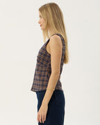 Giselle Shev - Hemp Seersucker Top - Indigo Check 4
